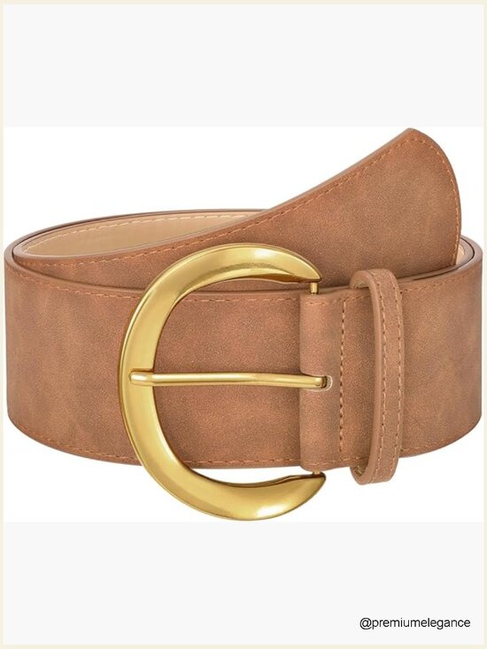 Wide Suede Leather Belt with Gold Buckle for Dresses main image 5